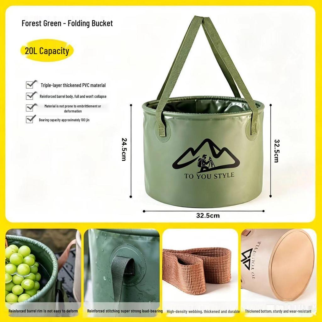 Portable Waterproof Folding Camping & Mountaineering Water Bucket, Large Capacity