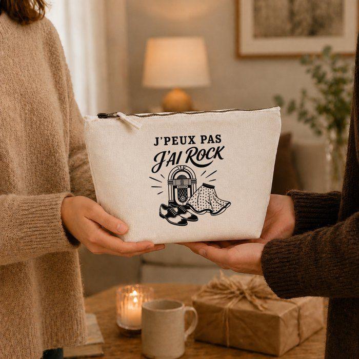 Trousse de toilette - PLANETEE - J'peux pas j’ai Rock (minimaliste) - Beige - 100% coton - 3 L