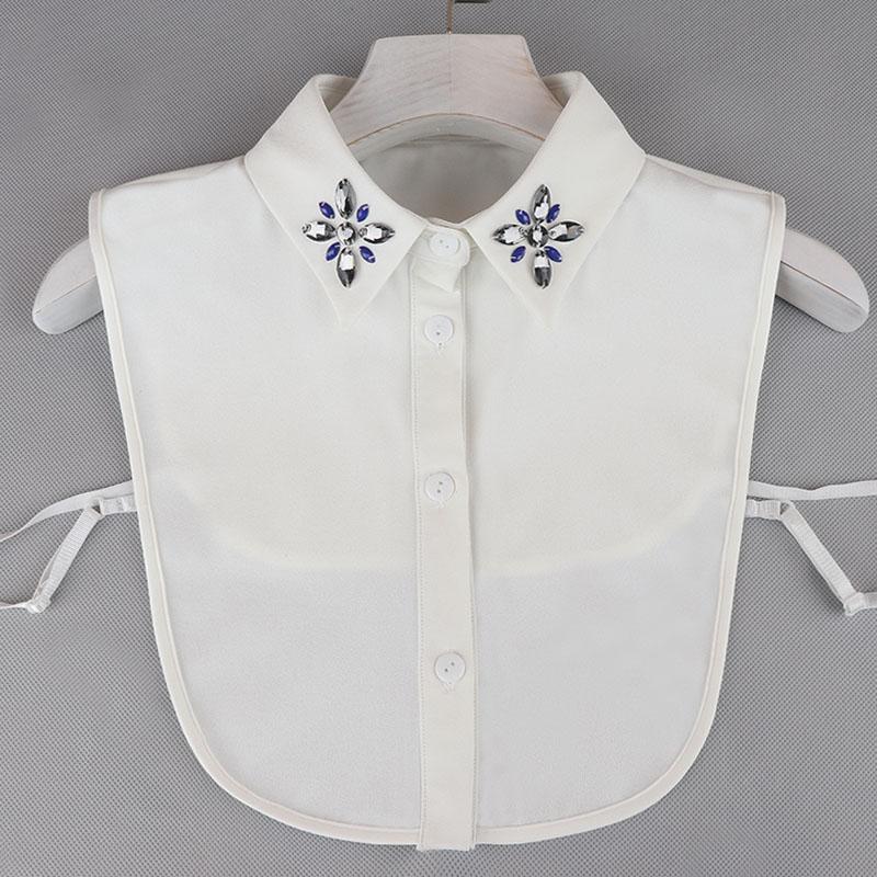 Pearl Detachable Collar Women Crystal Diamond Chiffon Shirt False Fake Collar Women Removable Peto Mujer Chemisier Faux Cols Tie