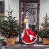 Christmas Mrs. Claus Goose Outfit for 23" High Cement/Plastic Goose Statue Red Velvet Dress Clothes with Cloak for Garden Yard Lawn Patio Decor