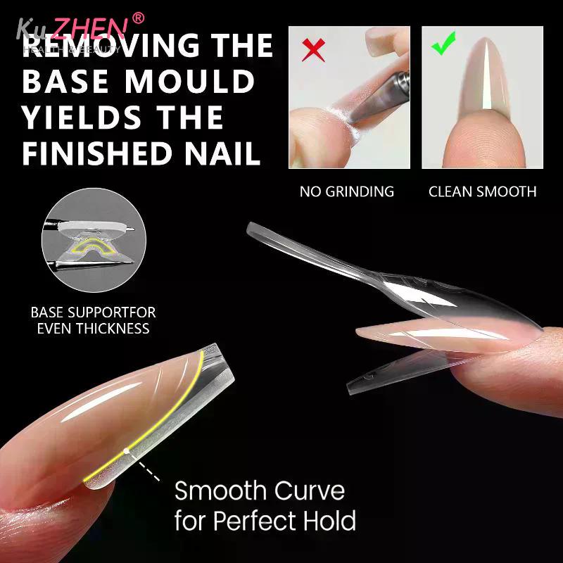 60/240/300Pcs/Pack ABS Sandwich Dual Nail Forms 15 Size Oval Extension Dual Form No Paper Forms Needed For Easy Nail Extensions