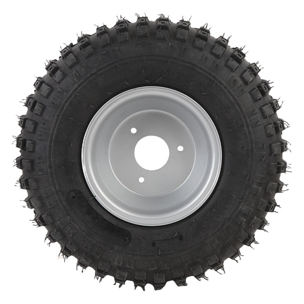 16X8-7 Tire with 3 Holes Rim 6PR Excellent Road Grip 7 Inches ATV UTV Tire Wheel for Go Kart Golf Cart Garden Lawn Mower