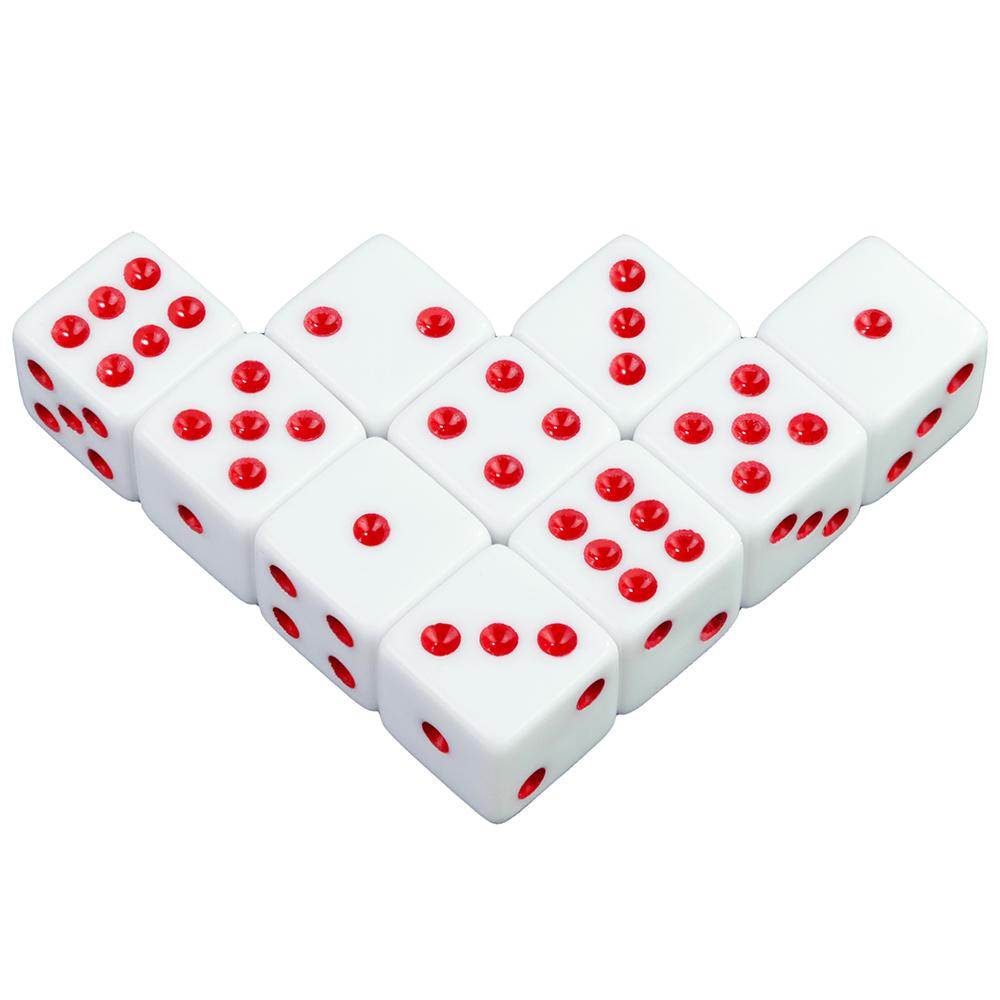 10pcs Acrylic Dice 16mm White Square Corner Dice for Board Games, Casino Games & Tabletop RPG or Teaching Math