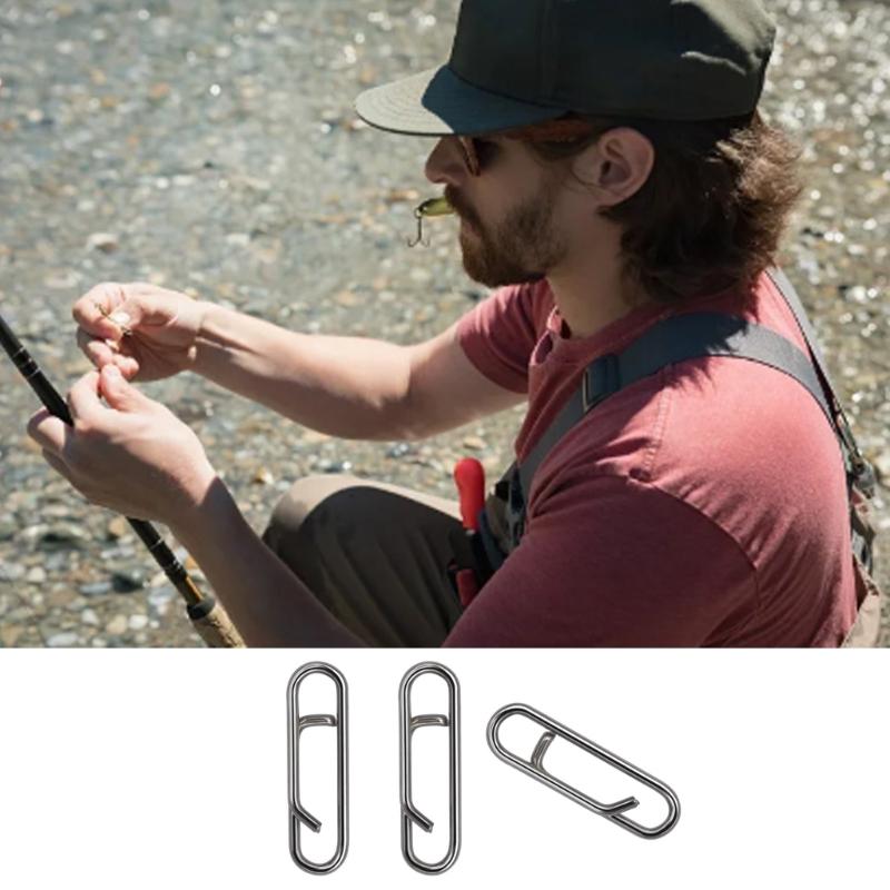 50Pcs Fishing Clip Connectors Quick Changing Connector for Lures Power Fishing Clip Stainless Fast Snaps Speed Clip