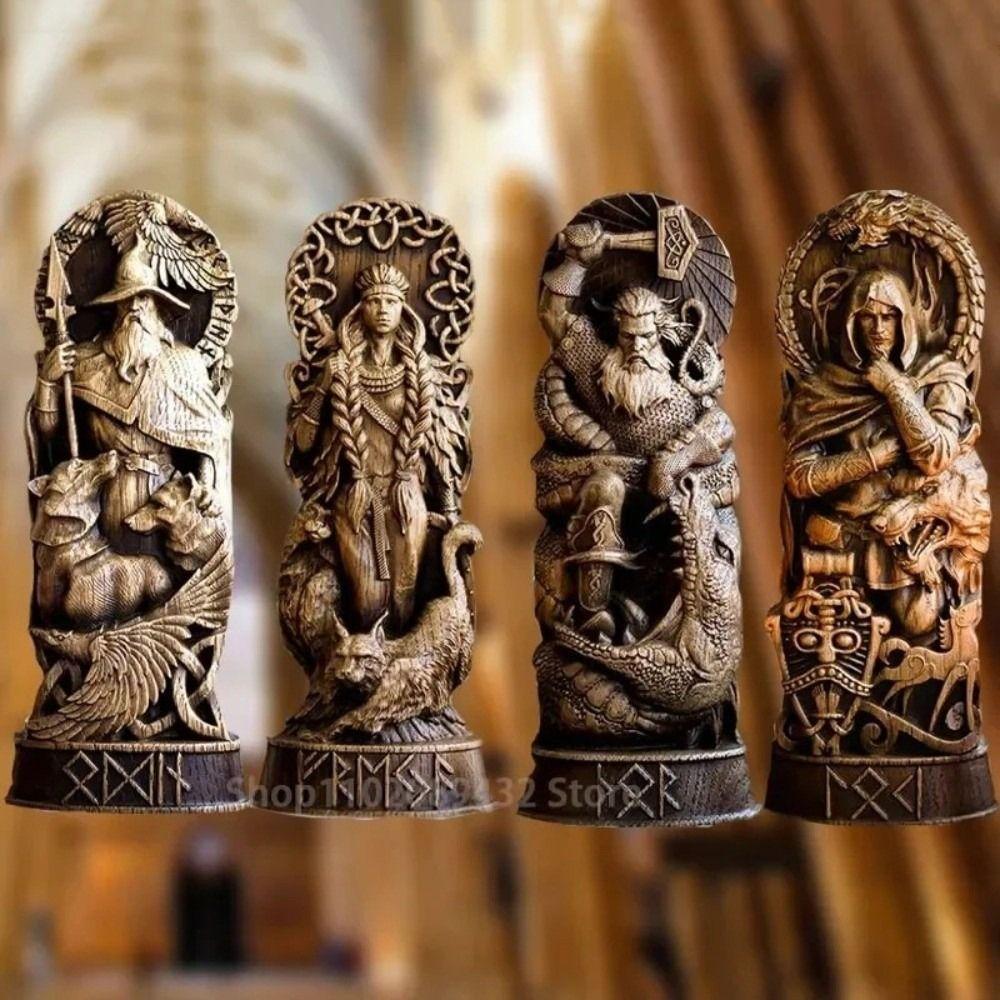 Carving Nordic Gods Sculpture Resin Crafts Myths and Legends Statue Home Decoration
