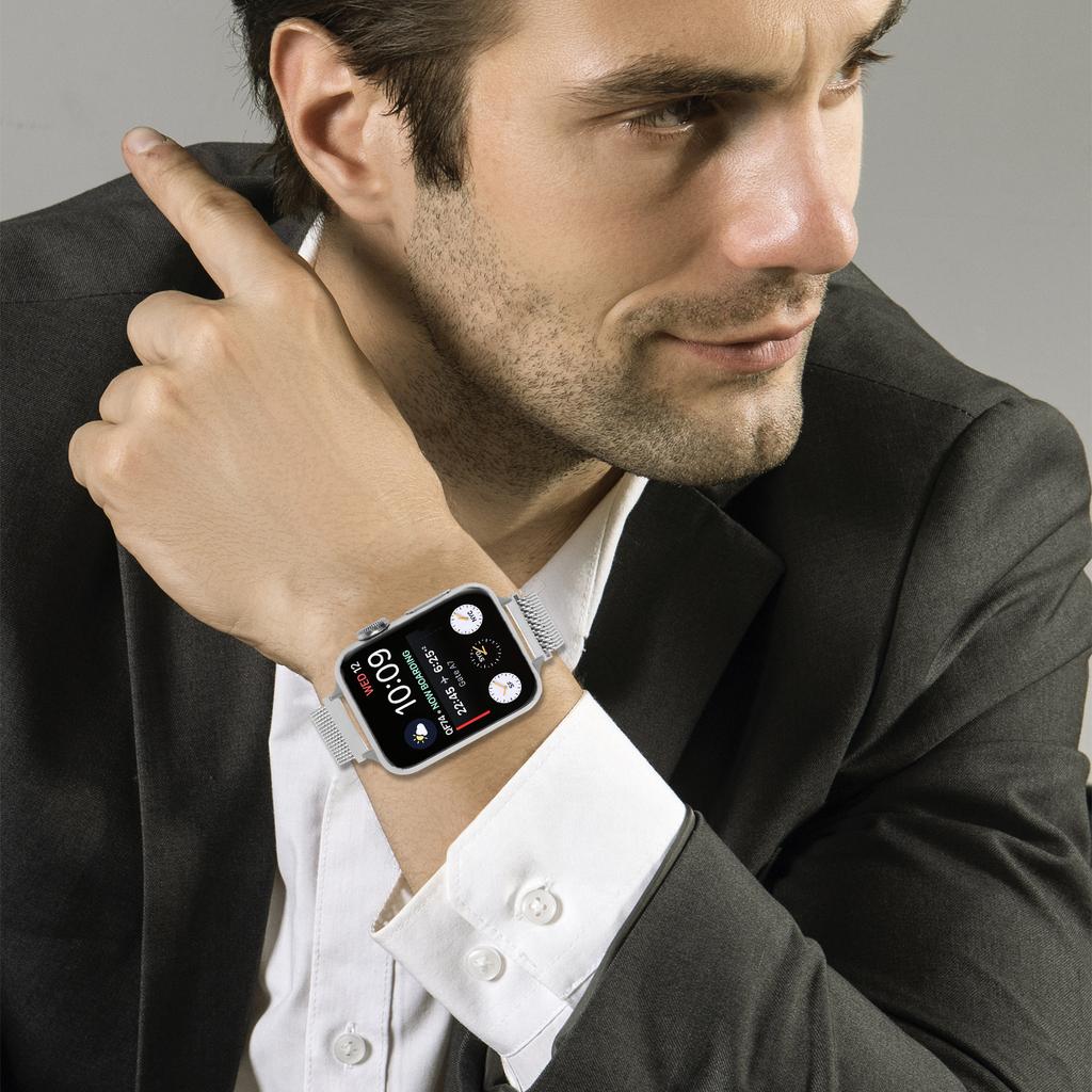 Watch Band for Apple Watch Series 11 10 42mm / 9 8 7 41mm / SE3 SE2 SE 6 5 4 40mm / 3 2 1 38mm Stainless Steel Milanese Magnetic Strap