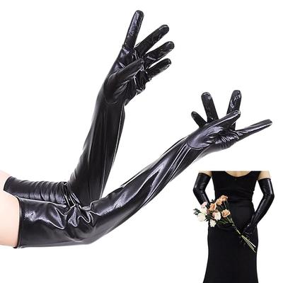 Solid Color PU Leather Gloves PU Leather Performance Mittens Winter Warm Party Glove