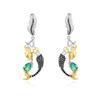 Gorgeous mermaid-shaped design paired with natural green agate gems ring Earrings Set 925 silver fine jewelry for women and girl