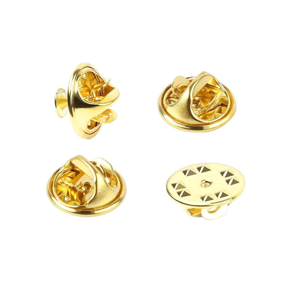 Pin Badge Catch Clasp Butterfly Tie Tack Clutch (Gold)