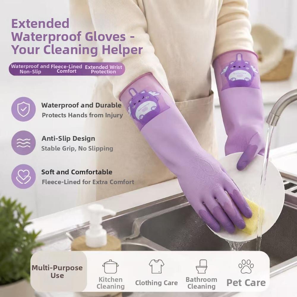 Non-Slip Kitchen Cleaning Gloves Cartoon Bear Household Gloves Multipurpose