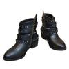 Large size classic three-breasted square heel pointed Martin boots autumn and winter rivet side zipper women's boots