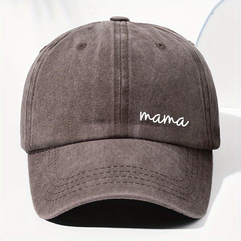 1pc Women's "Mom" Printed Baseball Cap,Retro Washed Daddy Hat,Outdoor Adjustable Mother's Day Gift,Suitable for Sports,Fishing