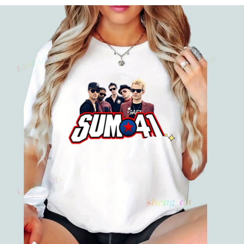 Rock Band Playera Sum 41  Unisexs T Shirts SUM41 Popular Punk Graphic Short Sleeve O Neck TShirt Casual Loose Clothes