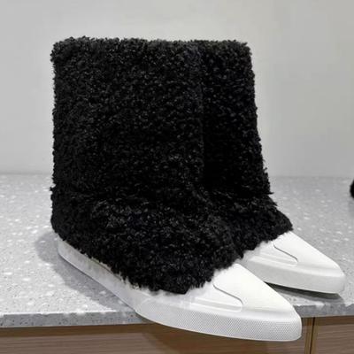 Zapatos Planos de Plataforma para Mujer Botines al Tobillo de Piel Zapatos de Punta Invierno 2025 Nuevo Casual Chelsea Felpa Corta Cálido para Caminar Nieve Botas Mujer