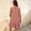 Große Damengröße Sommer Neu Rosa Ärmelloses Kleid Locker und Dünn Rüschenrand Französisches Nischen-Designgefühl