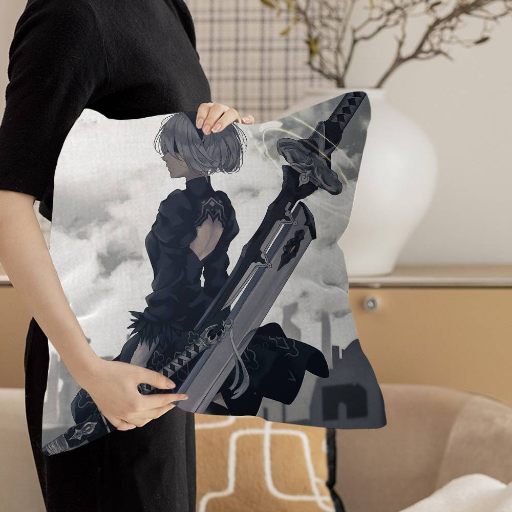 Game Nier Automata Pillow Covers Cartoon Sofa Decorative Home Doublesided Printing Short Plush Cute Cushion Cover