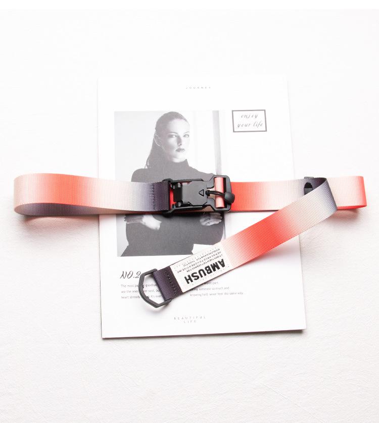 Unisex Magnetic Buckle Canvas Belt - Trendy Hip Hop Style with Decorative Lettering 130 cm