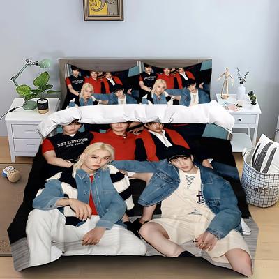 Funda Nórdica Funda de Almohada KPOP S-Stray-K-Kids Juego de Cama Adulto Niño Niña Decoración de Dormitorio Regalo para Niños Individual Doble Tamaño Grande
