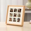 Solid Wood 9-Grid Black Walnut Photo Frame with Mortise and Tenon Round Corners for Desktop Display or Wall Decoration.