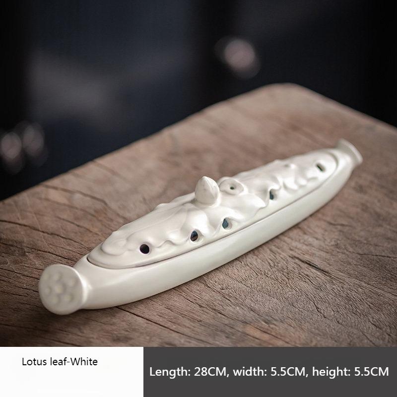 Lotus Leaf Incense Ceramic Incense Burner/Incense Insert Indoor Zen Incense Box Tabletop Ornament Creative Accessories Censer