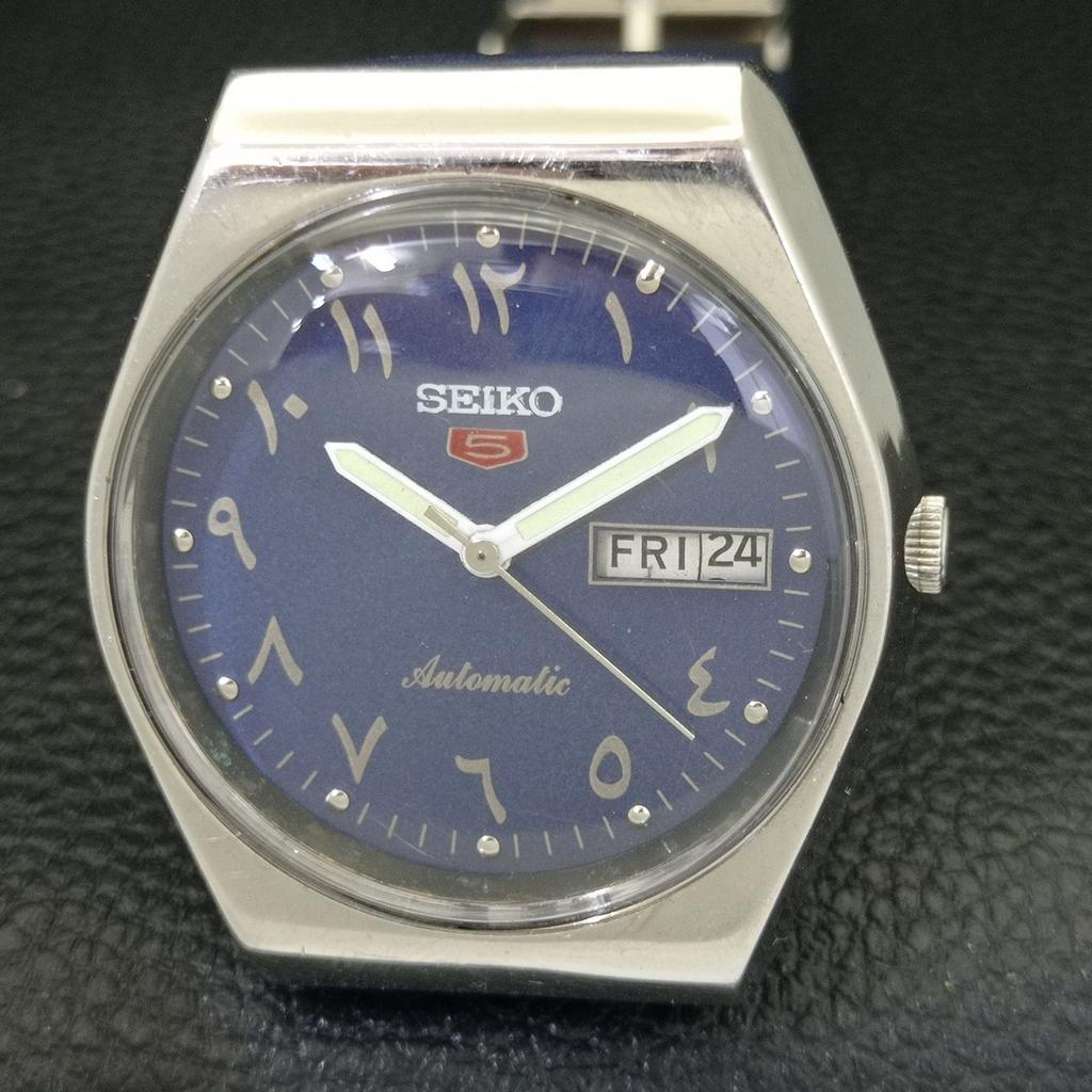 SEIKO 5 AUTOMATIC 6309A JAPAN MENS VINTAGE ARABIC BLUE DIAL WATCH a701663-5 R206c-a701663