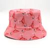 New Unisex Double-Sided Bucket Hat Women Flamingo Print Flat Brim Fisherman Cap Fashion Outdoor Hip Hop Sunshade Panama Sun Hats