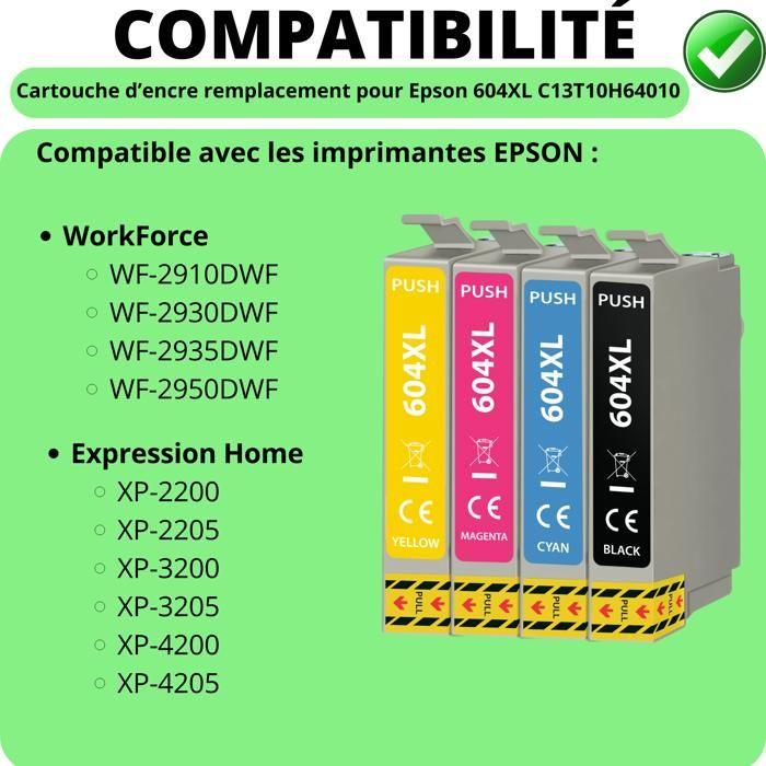 Ink Cartridge - Epson - 604XL - Pack of 4 - Black, Cyan, Magenta, Yellow - Compatible with WF-2950, XP-4200