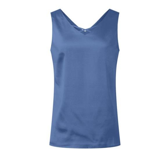 Dames satijnen tanktop zijdezacht basic camisole blouses casual V-hals cami mouwloos lounge tops zomer business werkhemden