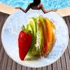 Summer Tropical Fruit Round Beach Towel Delicious Hawaii Fruits Sandproof Beach Blanket Soft Quick Dry Towel Portable Picnic Mat