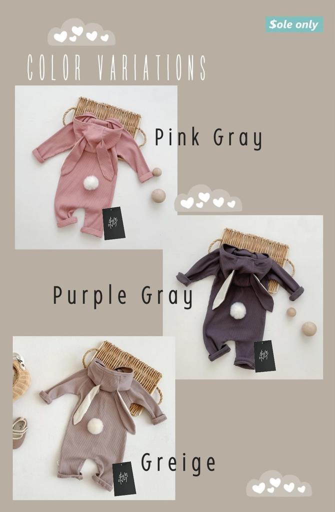 Sole Only Baby Coverall Monthly Photo Tail Rabbit Front Opening Cute Cotton Cotton Baby Soft Stretchy Removable Tail Hood Long Sleeves Boys Girls 66cm