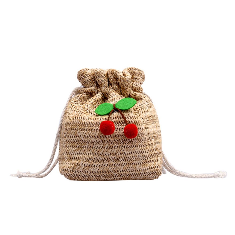 

Women Drawstring Crossbody Bag Handmade Cherry Woven Bucket Sling Bag Versatile Crochet Satchel Bag Girls Outdoor Daily Bag хакі