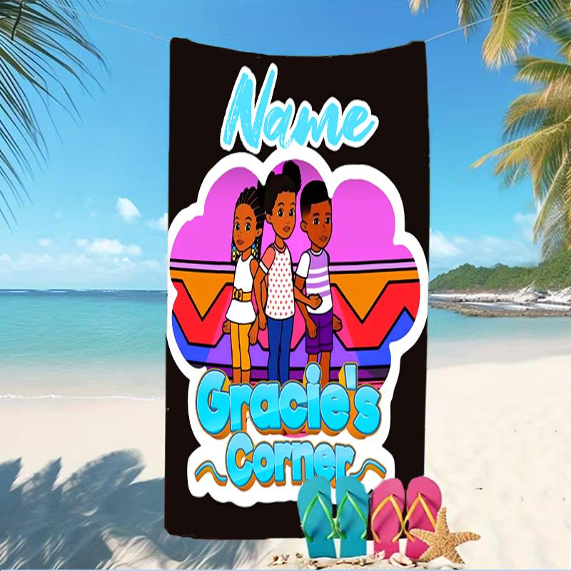 Customizable personalized beach towels Gracies Corner themed designs.Suitable for the beach, yoga, sports;ideal as beach accessories