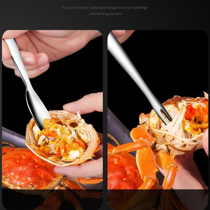 304 Stainless Steel Crab Needle Lobster Hairy Crab Fork Spoon Dual-use Household Seafood Pick Meat Eating Crab Tools