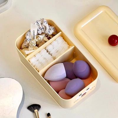 Desktop Storage Box  Cartoon Bedroom Makeup with Lid Compartmentalized Organizing Box  Cosmetics Hairpin Decorative Shelf