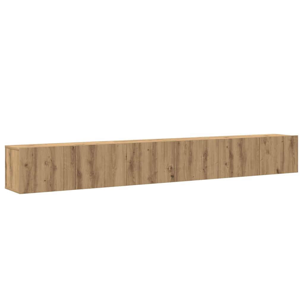 3 Piece Wall Mounted TV Cabinet Set Artisan Oak Finish Engineered Wood