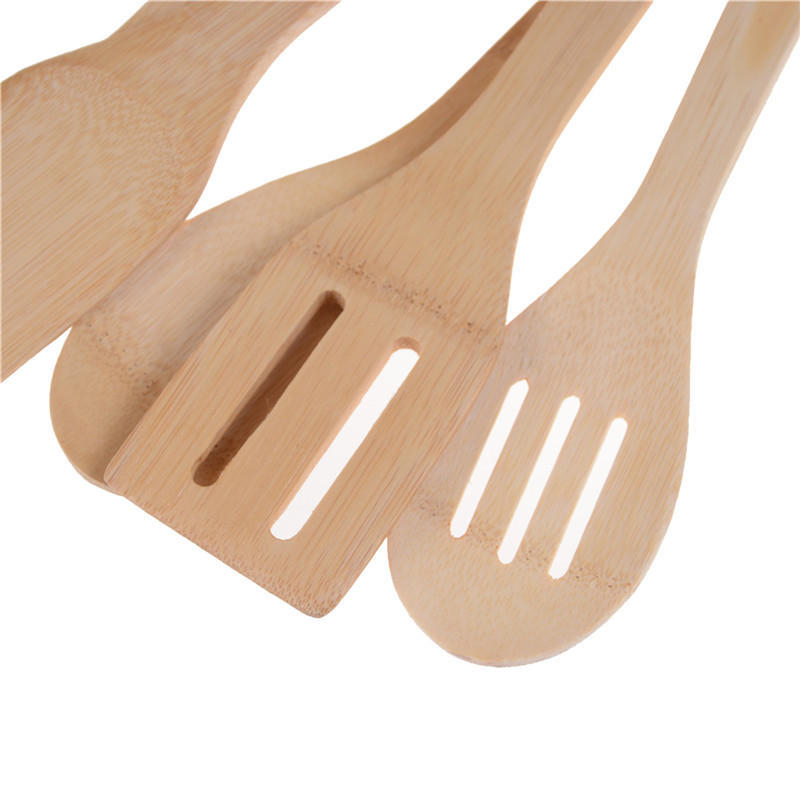Bambu Ahşap Mutfak Aletleri Kaşık Spatula Ahşap Pişirme Karıştırma Gereçleri Aletler