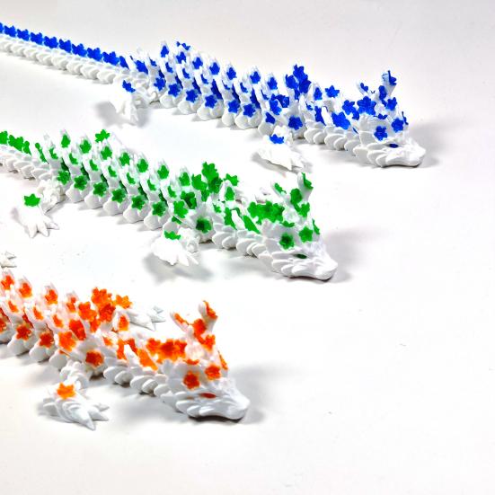 3D Printed Sakura Dragon 10.8 Inches Articulated Dragon with Movable Joints Rotating Cherry Blossom Tail Flexible Dragon Fidget Toy for Desk Decor