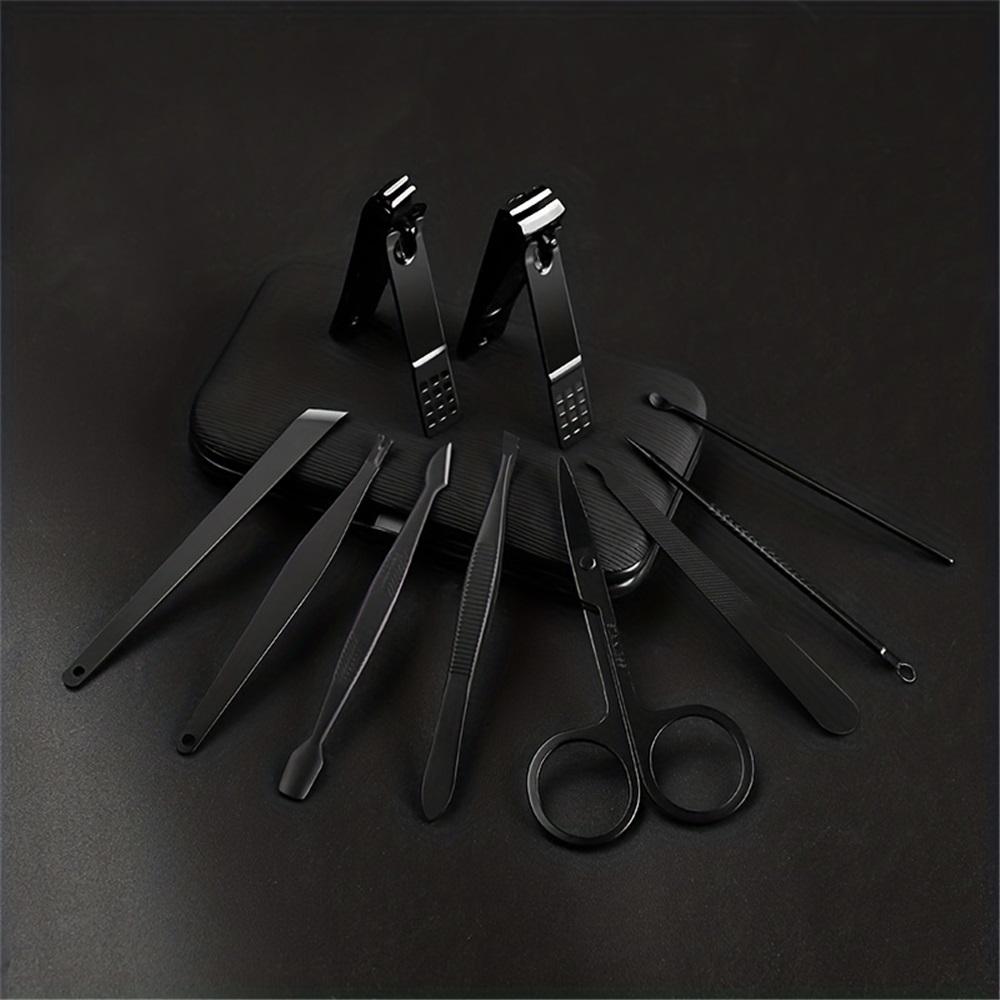 Professional Black Nail Clippers Kit Ultra Sharp Sturdy Fingernail Cutters