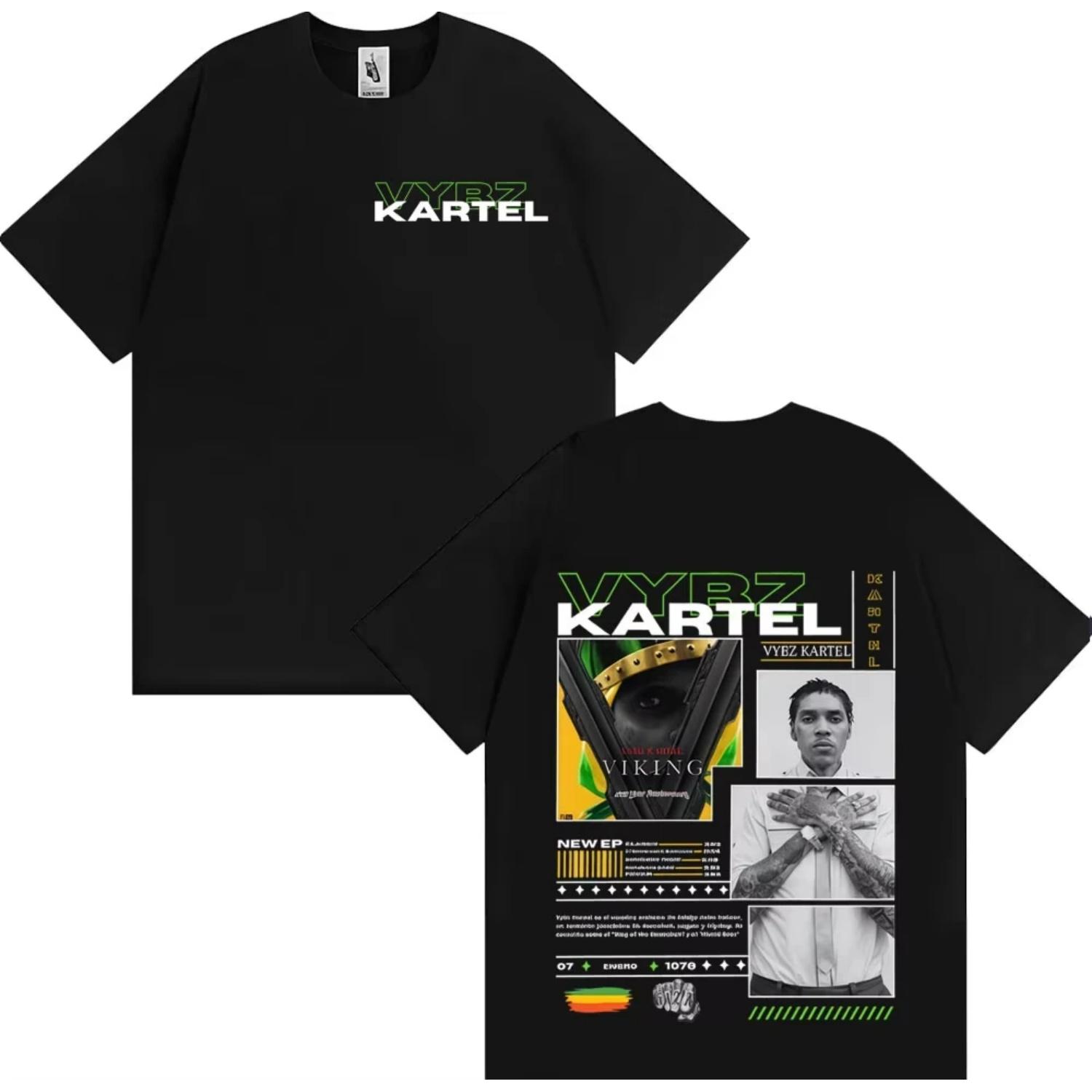 

Rapper Vybz Kartel Tour 2026 Album T-shirts Men Women Comfort Short Sleeve Loose T Shirt Male Harajuku Hip Hop Pop Music T-shirt S чёрный
