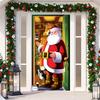 Colorful Christmas Door Casing Stretchy Fabric Curtain 200x90cm Festive Hanging Cloth Sticker For Holiday Season Home Decoration