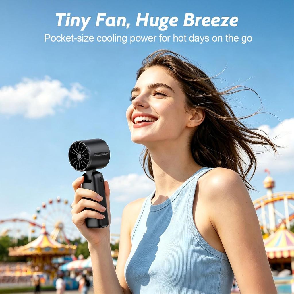 3-in-1 Portable Handheld Turbo Fan 1800mAh Rechargeable 1-100 Stepless Speeds LED Display Black