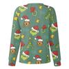 Women's Casual Fashion Long Sleeve Standing Collar Single Breasted Christmas Print Workwear Jacket Tops