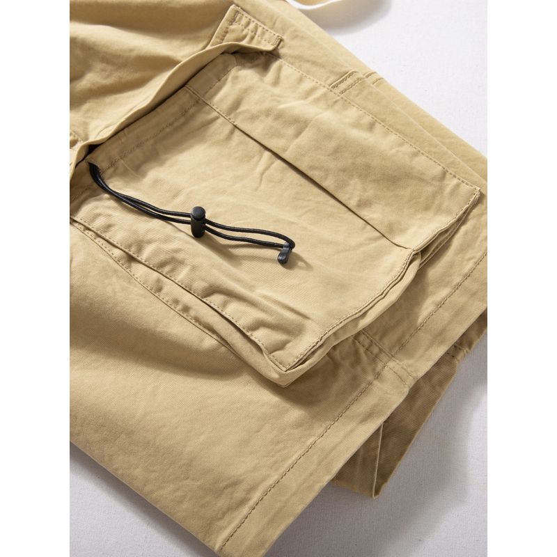 Cargo Shorts Men's Summer New Washed Pure Cotton Shorts Moisture-Absorbing Breathable High Street Ruffle Handsome Loose Straight Pants
