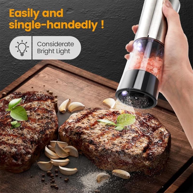 Electric Peppers Mill Automatic Salt Mill Peppers Grinder USB Rechargeable Adjustable Mill Suitable for Kitchen Cooking