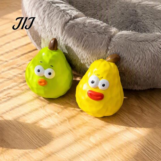 Safe Dog Toy for Chewing Squeaky Pear Toy, Latex Chew Small Medium Toys Interactive Fetch Teeth Cleaning Aggressive Chewers Soft Rubber Puppy