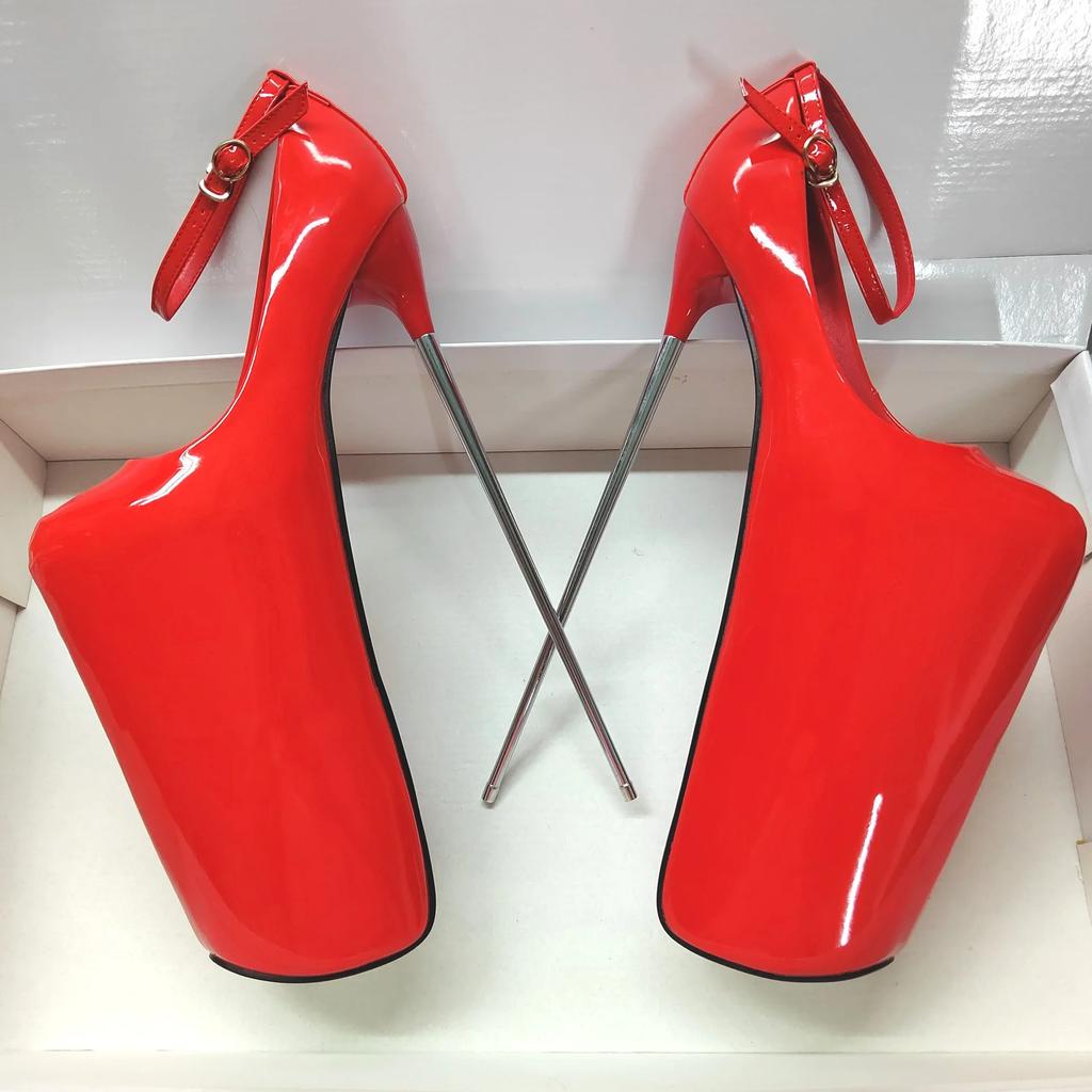 Fashion 2025 Ultra-high Skinny Heels 30cm Patent Skin Fish Mouth 19cm Single Shoe Runway Sexy Big Size Women's Shoes Sky High 34-43yards