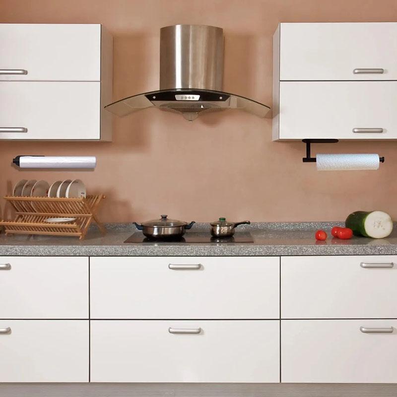 Stainless Steel Kitchen Paper Towel Holder No Drill Adhesive Wall Mounted Black Metal Bathroom Roll Paper Dispenser