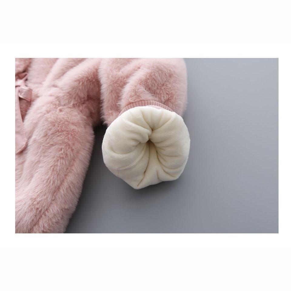 Winter Girls Coat Warm Mink Fur Padded Thickened Long Sleeve Hooded Coats Baby Kids Children Jacket Outerwear