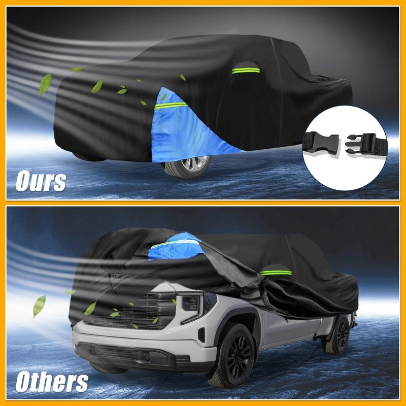 Motoforti Waterproof Car Cover Car Outdoor Full Car Cover for GMC Sierra 210DBlack Blue with Door Zipper All Weather