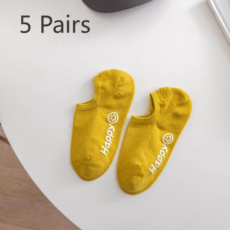 

5 Pairs of Women s Spring Summer Solid Color Light Mouth Silicone Non Slip Candy Color Invisible Socks 5 Pairs